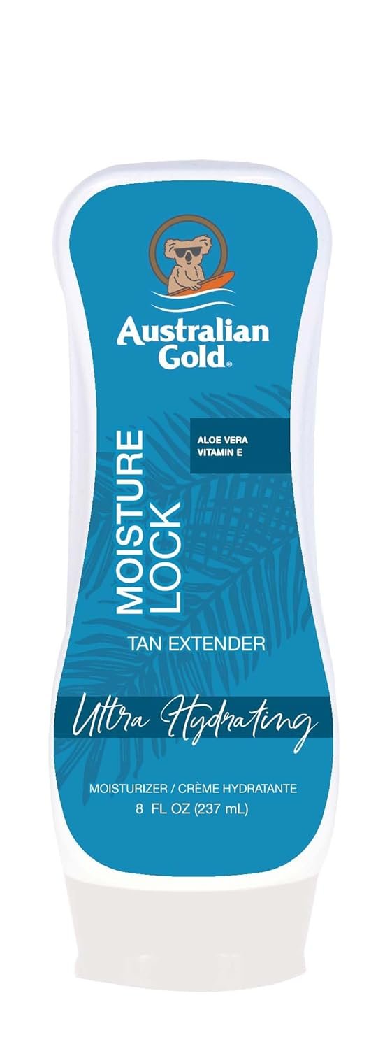 61epBTJhhIL._SL1500_.jpg Australian Gold Moisture Lock Tan Extender Moisturizing Lotion, 8 Ounce | Nourish Skin and Lock in Color | Enriched with Aloe & Vitamin E