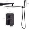 Shower Faucet Set, Matte Black Rainfall Shower System Complete Wall Mounted for Bathroom with 8 Inch Square Shower Head and Handheld Shower Head Rain Mixer Combo Set