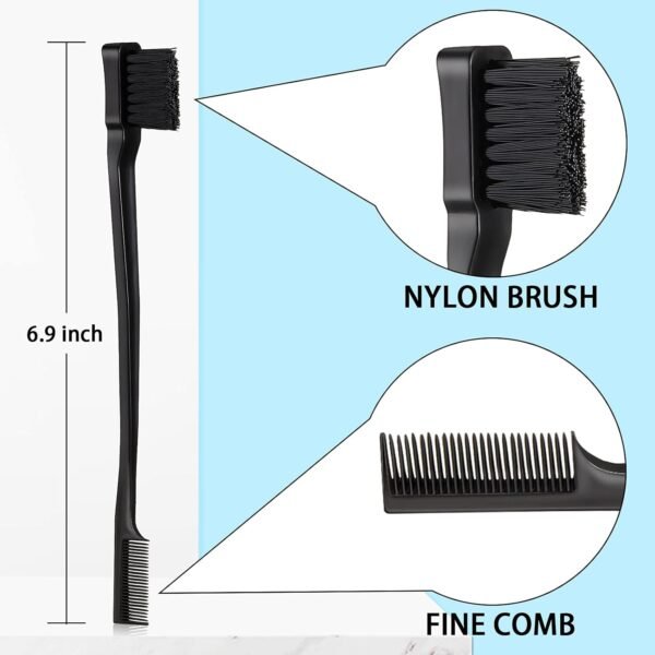 61f-nDFjCMS._SL1500_.jpg Geiserailie 3 Pcs Slick Back Hair Brush Set Bristle Brush Edge Control Teasing Comb for Women Black Hair(Black)