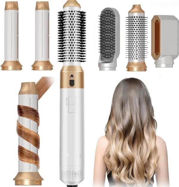Hair Dryer Brush 5 in 1,Negative Ion Blow Dryer Brush Set Upgrade Hot Air Brush Air Styler Curling Wrap Air Curler, Professional Curling Iron Hair Styling Tools Gift for Straight/Curl/Drying/Smoothing
