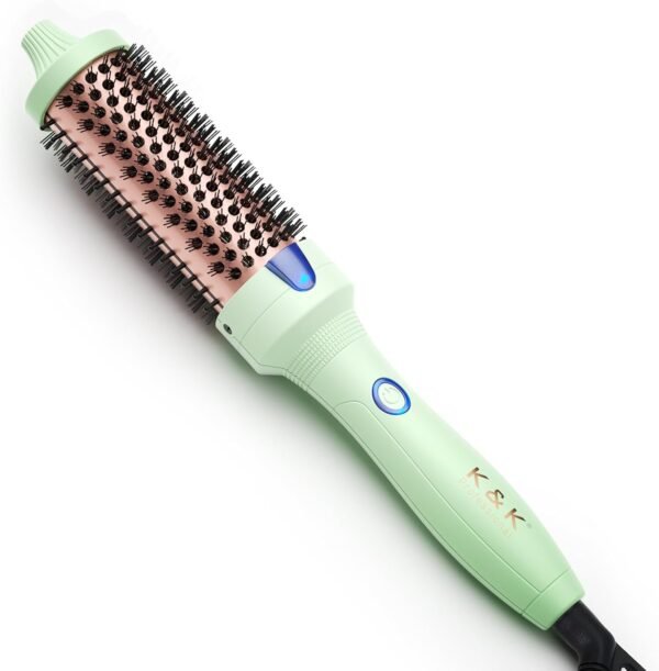 61f3OMvoGWL._AC_SL1500_.jpg K&K Pro Thermal Brush, 1 1/2 Inch Ionic Heated Round Brush for Blowout Look, Tourmaline Ceramic Hot Bristle Get Natural Curls, Creates Salon-Quality Blowouts, Dual Voltage for Travel