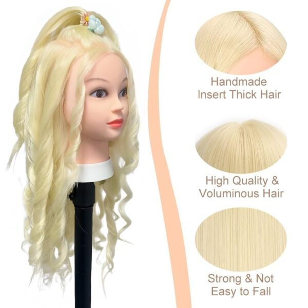 Mannequin Head with Real Human Hair 80% 26 Inch Hair Mannequins to Practice on Doll Heads for Hair Styling with Clamp and Tools Cosmetology Mannequin Head（ #613 Blond）