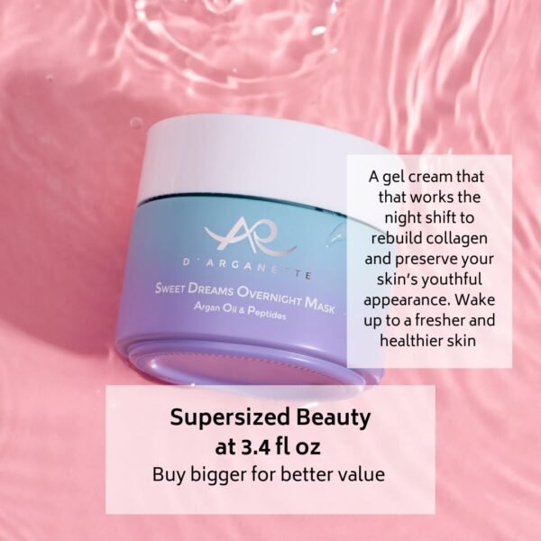 61fJfyLbYzL._SL1080_.jpg D'Arganette Sweet Dreams Sleeping Mask with Antioxidant-rich Argan Oil, Peptides, and Niacinamide– Radiance Boosting Hydrating Face Moisturizer For Dry Skin - 3.4 oz- Made In USA