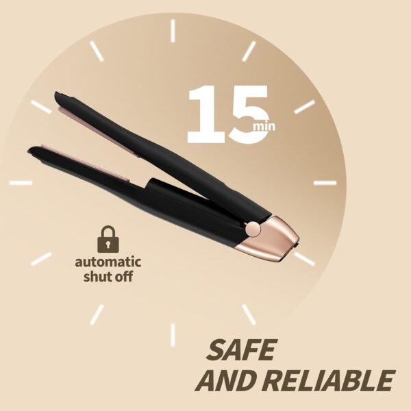 Mini Cordless Hair Straightener Portable Straight Curl Dual Purpose Hair Straightening Irons Fast Heating Hair Care with 3 Temperature Settings and Auto Shut-Off Hair Styling Tools for Women (Black)