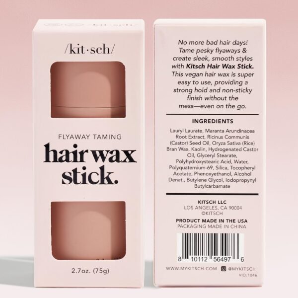 Kitsch Hair Wax Stick for Women & Men - Hair Slick Back Stick, Anti-Frizz and Fly Away Hair Tamer, No Residue Hair Finishing Stick for Flyaways, All Day Hold Styling Product for Smoothing Hair Strands