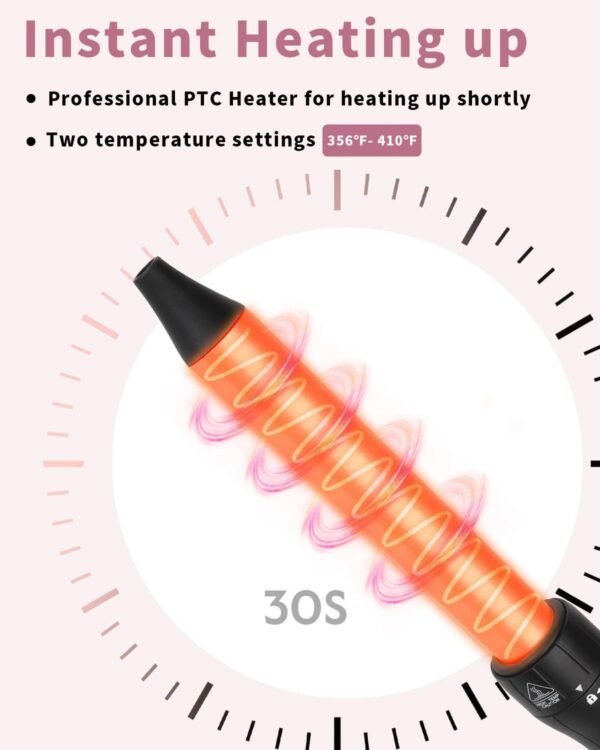 6 in 1 Curling Iron, Curling Wand Set with 3 Barrel Curling Iron and 5 Interchangeable Ceramic Curling Wand (0.35"-1.25”), Instant Heat Up 2 Temp Wand Curler, Include Heat Protective Glove & 2 Clips