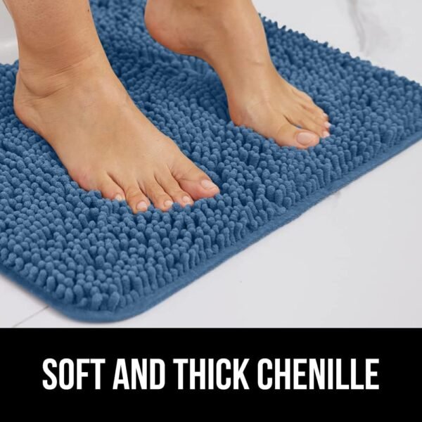 GORILLA GRIP Bathroom Rug Sets, Soft Chenille 2 Piece Area Rugs Set, Toilet Base Mat and 30x20 Carpet, Absorbent Microfiber Washable Mats Dry Quickly, Home Décor and Bath Room Accessories, Blue