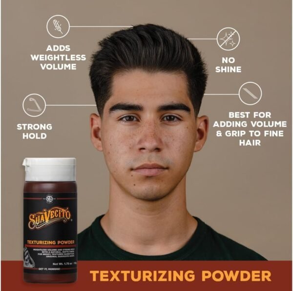 Suavecito Texturizing and Volumizing Hair Styling Powder with Shine Free Matte Finish and Strong Hold - No Mess, Oil Absorbing, Long Lasting