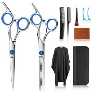61h7smThXrL._SL1000_.jpg Hair Cutting Scissors Kits, 10 Pcs Stainless Steel Hairdressing Shears Set Professional Thinning Scissors For Barber/Salon/Home/Men/Women/Kids/Adults Shear Sets