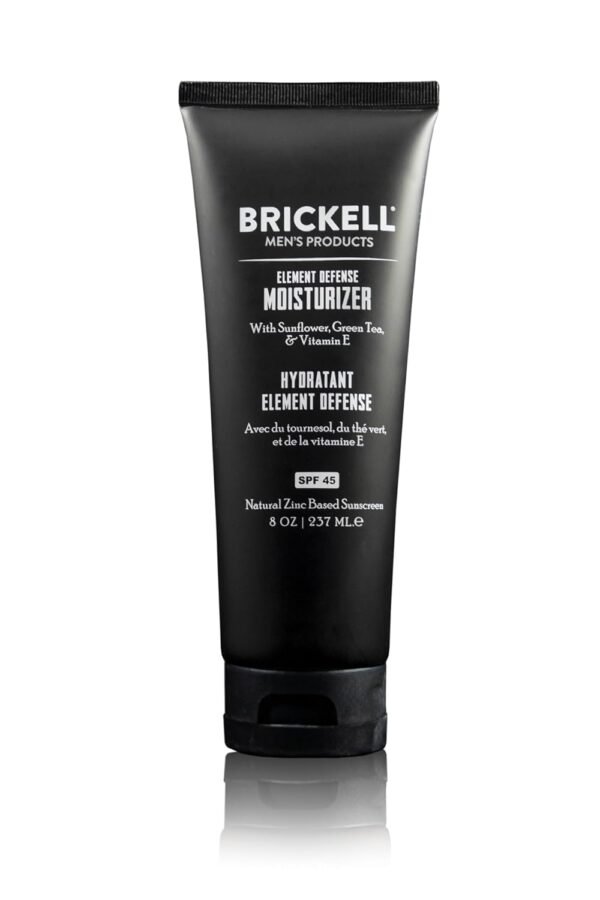Brickell Men's Element Defense SPF45 Moisturizer for Men, Natural & Organic, Zinc Oxide Mineral Sunscreen, Hydrates and Protects Skin Against UVA/UVB Rays, 8 Ounce, Unscented
