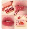 6 Colors Lip Tint Stain Korean Lip Gloss Set, Plumping Lip Tint Mini Liquid Lipstick, Multi-Use Cheek and Lips, Long lasting Waterproof, Non-Stick Cup, Tinted Lip Makeup