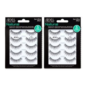 Ardell Natural False Eyelashes 110 Black - Eye-Lifting Effect Eye Makeup, Natural Look Strip Lashes - 5 Pairs, 2 Pack