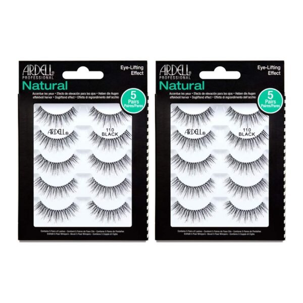61i7Q6aWEXL._SL1000_.jpg Ardell Natural False Eyelashes 110 Black - Eye-Lifting Effect Eye Makeup, Natural Look Strip Lashes - 5 Pairs, 2 Pack