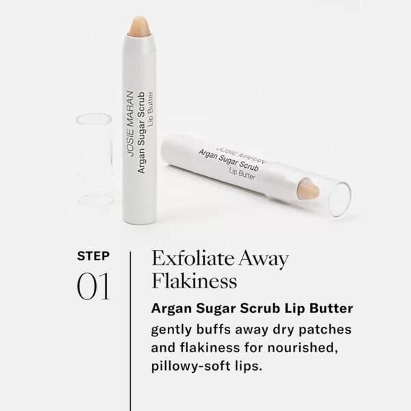 61ilROMphL._SL1500_.jpg Josie Maran Lip Exfoliator Scrub & Plumping Lip Gloss - Argan Sugar Scrub Lip Butter in Crystal Clear & Hyaluronic Lip Booster in Happy - Buff Away Dry Skin for Soft Lips (2 Piece Lip Care Kit)