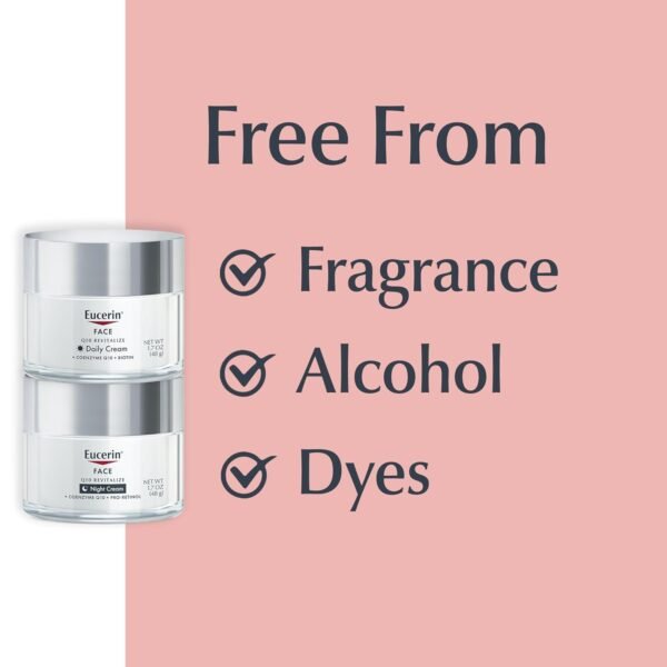 61ip7zW3dzL._SL1500_.jpg Eucerin Q10 Skin Care Set, Anti Wrinkle Daily Face Cream with Biotin (1.7 Oz) + Anti Wrinkle Night Cream with Pro-Retinol (1.7 Oz), Fragrance Free Face Moisturizer for All Skin Types