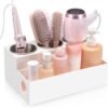 61isBDsMBoL._AC_SL1500_.jpg Hair Tool Organizer - Bathroom Vanity Organizers and Storage, Hair Styling Accessories Hot Tools Organizer Hair Dryer, Blow Dryer, Curling Iron, Flat Iron, Hair Straightener, White