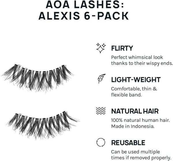 61jAGdbZtS._AC_SL1500_.jpg AOA Studio 6 Pairs Alexis Natural Handmade False Eyelashes with Glue and Tweezer Lash Kit Natural Volume Reusable Fake Eyelashes 100 Percent Handmade Cruelty Free