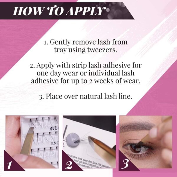 Ardell Individual Lashes Double Up - Medium Black, DIY Eyelash Extensions, Knot-Free Lash Clusters, Natural Look False Eyelashes, 4 Pack