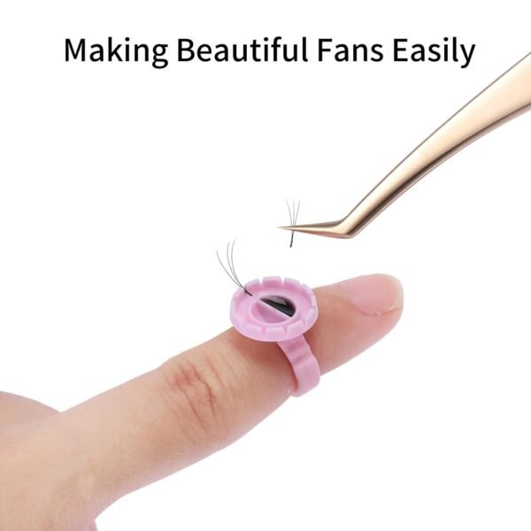 61j6y7MWSXL._SL1500_.jpg 300 Pcs Glue Rings Smart Glue Holder for Eyelash Extensions, Easy Fanning Glue Cups for Volume Lashes, Pink