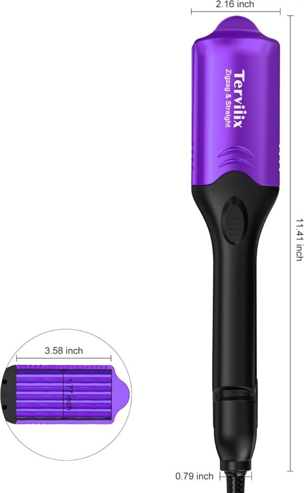 61jFpa9waEL._AC_SL1500_.jpg Terviiix Crimper Hair Iron with 4 Interchangeable Plates, Keratin & Argan Oil Infused Hair Crimper for Women, Volumizing Crimping Iron for Thin Fine Hair, 5 Heat Settings & 60 Mins Auto Off, Purple