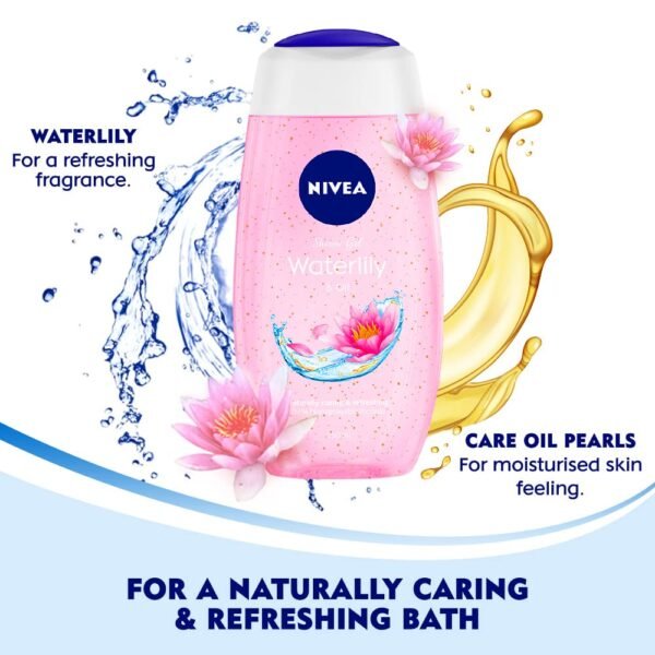 Nivea Bath Shower Water Lily Oil, 250 ML, Moisturizing Skin Cleanser with Oil Pearls and Water Lily Fragrance