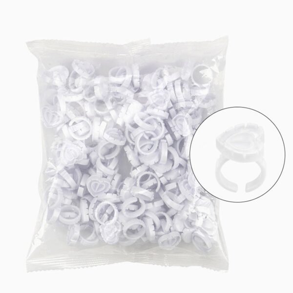 61jwLpx48NL._SL1500_.jpg 300 PCS Glue Rings for Eyelash Extension,Heart Glue Rings for Lash Eyelash Extension Supplies, Lash Glue Rings Smart Glue Cups Eyelash Glue Holder, Blossom Glue Ring Fan Fanning Glue Cups, White
