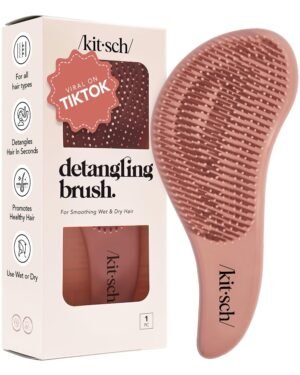 61jzxA137BL._SL1250_.jpg Kitsch Detangler Hair Brush for Curly or Straight, Wet and Dry Hair, Detangling Brush with Flexible Hairbrush Bristles, Hair brushes for Women & Men, Adults & Kids, for Shower & Travel - Terracotta
