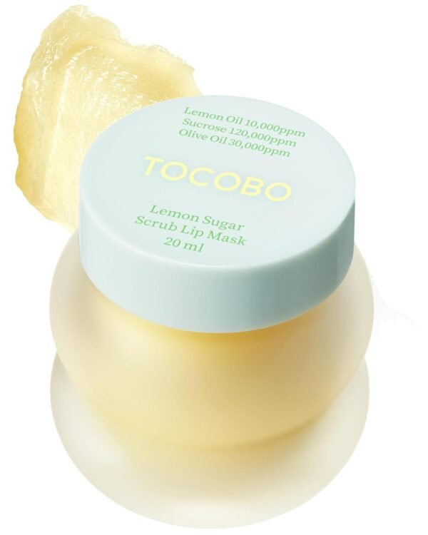 61k97-i1sOL._SL1500_.jpg TOCOBO Lemon Sugar Lip Mask – Korean Vegan Lip Scrub & Overnight Exfoliating Treatment for Dry, Chapped Lips – Hydrating, Plumping, Smoothing – Glazed Balm Texture, Non-Sticky, 0.68oz