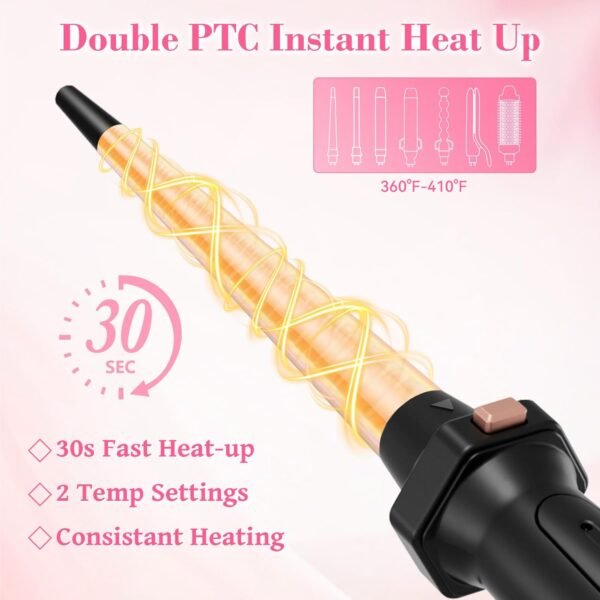 61kHjZ8JpSL._AC_SL1500_.jpg Ufree 7-in-1 Curling Iron Set with Interchangeable Ceramic Barrels, Curling Wand Set with Thermal Brush, Hair Straightener and Wand Curling Iron, Versatile Styling Hair Curlers Set, Gifts for Women