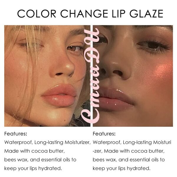 61kNJqHoviL._SL1000_.jpg BINGBRUSH 2 Pcs Color Changing Lip Gloss Lip Oil Tinted, Pink Magic Mood Lipstick,Temperature Color Change Lip Stain Lip Balm, Longlasting Lips Will Not Dry Out