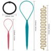 TsMADDTs Hair Braiding Tools Set, 8PCS Topsy Tail Tools, 8PCS French Centipede Braiders for French Twist Plait Ponytail, 10PCS Black Hair Ties Bulk