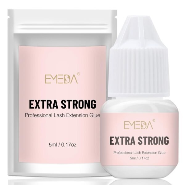EMEDA Professional Lash Extension Glue - 0.5S/1S/2-3S/ Fast Drying/Strong Hold/Waterproof/Hypoallergenic/Latex-Free Eyelash Glue for Individual Lashes 7 Weeks Long Lasting(Black 0.17 fl.oz 1-2 sec)