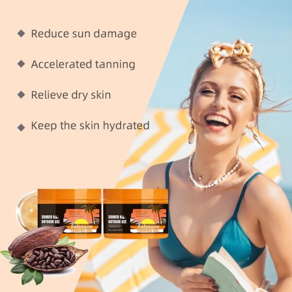 2 Pcs Dark Tanning Accelerator Lotion,Intensive Tanning Gel for Indoor & Outdoor Sun,Effective Tan Enhancer for Women,Moisture and Hydration Body Bronzer Tan Creams for All Skins (orange)