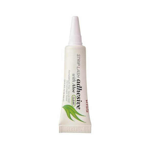 61lQVWj96jL._SL1500_.jpg KISS Clear Strip Lash Adhesive with Aloe, Dermatologist Tested, Formaldehyde Free, Non-Irritant, Contact Lens Friendly, Secure Hold, Contains Latex, with Control Nozzle Tip, 0.24 Ounce