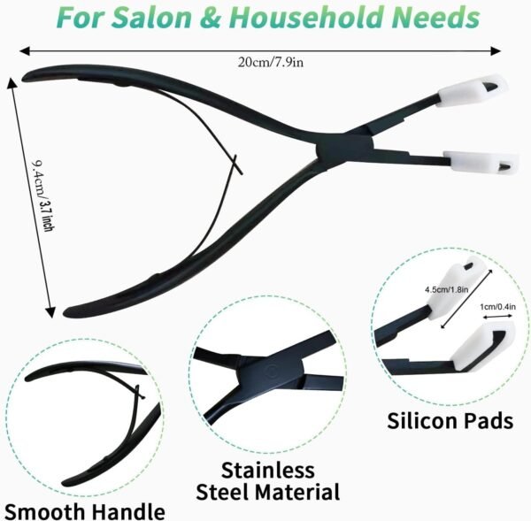 61lW7iZSfrL._AC_SL1500_.jpg Tape in Hair Extension Tools Kit, Professional Flat Surface Stainless Steel Tape in Hair Extensions Sealing Clamp Plier, Hair Clips, Hair Extensions Styling Tools-Black