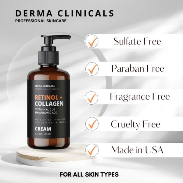 61lZok0jgKL._SL1080_.jpg Retinol + Collagen, Hyaluronic Acid, Vitamin C Anti-Aging Face Cream, Day and Night Moisturizing Cream, Anti-Wrinkle Cream for Face, Firming Cream - 4oz