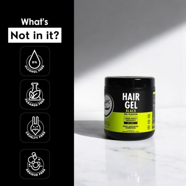 Rolda Black Styling Hair Gel - Medium To Strong Hold With Medium Shine For a Wet Slicked Back Look With All Day Hold - Activated Black Charcoal Covers Grey Hair Instantly 17.6oz