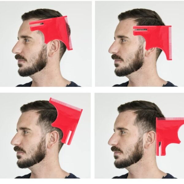 61llziKmAlL._SL1500_.jpg Beard Hairline Shaping Tool Kit for Men, Beard Shaping Tool Kit Beard Styling Cutting Hairline Grooming Red Plastic Beard Template Set