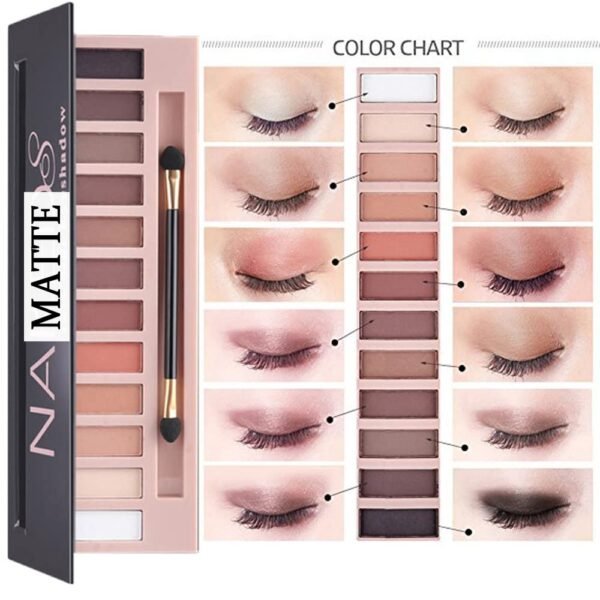 All in One Makeup Kit For Girls 12 Colors Naked Eyeshadow Palette, Nude Foundation Face Primer, Makeup Brush, Makeup Sponge, Eyebrow Soap Kit Brows Gel, Winged Eyeliner Stamp Makeup Set (SetA)