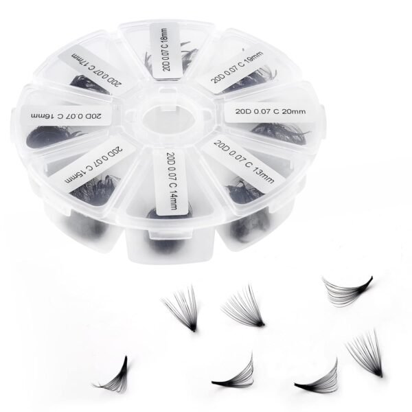61lqGcBZuWL._SL1500_.jpg Premade Fans Short Stem 500 PCS 20D Eyelash Extensions 0.07mm C/D Curl 9-16mm Mixed WENDY LASHES Russian Volume Pre-made Lash Extension (500PCS-20D-0.07-D, 9-16mm mixed)