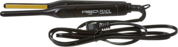 61lv7UFu4xS._AC_SL1500_.jpg RED by KISS 0.3 Inch Pencil Flat Iron with Ceramic Tourmaline, Hair Straightener for Thin and Short Hair Edge Styling, Even Heat Distribution with Fast Heat Up 450° F Max Temperature, Black