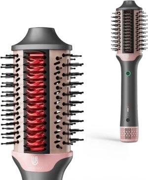 61m-Nn7MgSL._AC_SL1198_.jpg Blow Dryer Brush Hair Straightener: High Speed Hot Air Styler 110,000 RPM for Fast Drying Straightening Volumizing, One Step Volumizer with PTC Smoothing Comb Negative Ion for Silky Frizz-Free (Gold)