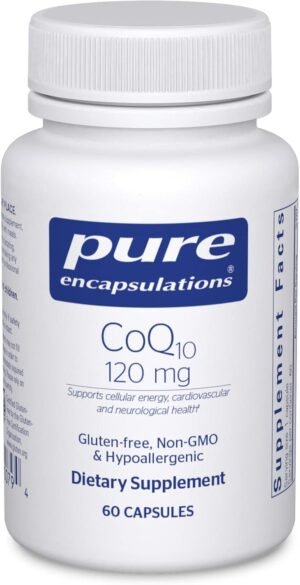 61mNAKf3xtL._AC_SL1500_.jpg Pure Encapsulations CoQ10 120 mg - Coenzyme Q10 Supplement for Heart Health, Energy, Antioxidants, Brain & Memory Health - Cellular Health, Cognition & Cardiovascular Support* - 60 Capsules