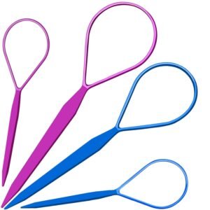 61mNu6o7HqL._SL1500_.jpg Teenitor 4pcs Pony Hair Tail Accessories, 2 Pairs French Braiding Tool, Turvy Styling Tool for Women Girls, Ponytail Pull Through Tool Purple/Blue