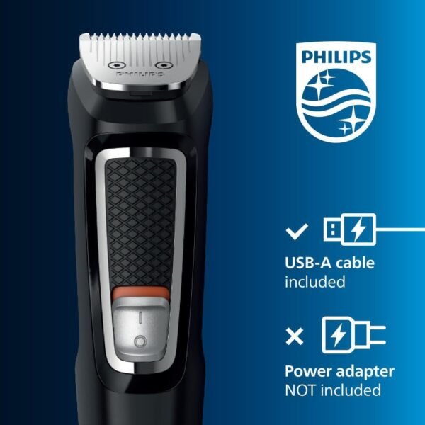 Philips Norelco Multigroom 3000 Series, All-in-One Trimmer, Beard Trimmer and Hair Clipper, 15-Piece Men's Grooming Kit for Head, Beard, Face, Nose, Ears, No Blade Oil Needed, Soft Pouch, MG3770/40