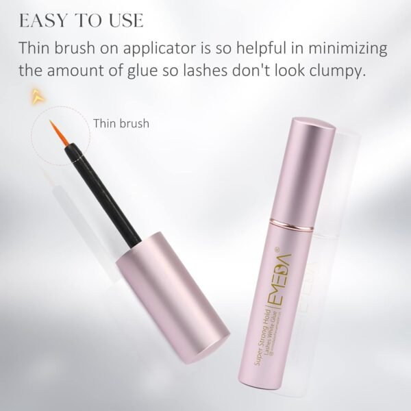 EMEDA False Eyelash Glue Super Strong Hold 24H Clear Glue Strong Hold Water Proof Formula No Irritation Latex Free Long Lasing Quick Dry Pegamento De Pestaas White Strip Eyelash Adhesive 5ml 0.17oz