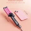 Mini Crimper for Short Hair 1/2 Inch, Small Beach Waves Tool, 3 Barrel Waver With Argan Oil Infused, Easy to Use Curling Iron