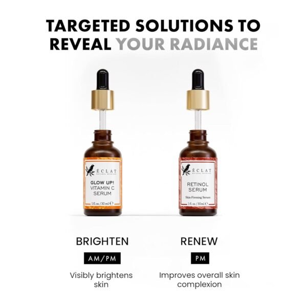 61nshJT4jL._SL1500_.jpg Eclat Skincare Face Serum Set – Vitamin C & Retinol Serum for Face - Anti Wrinkle, Dark Spots, Hydrating Facial Routine – 2 Pack Anti Aging Skin Care Set