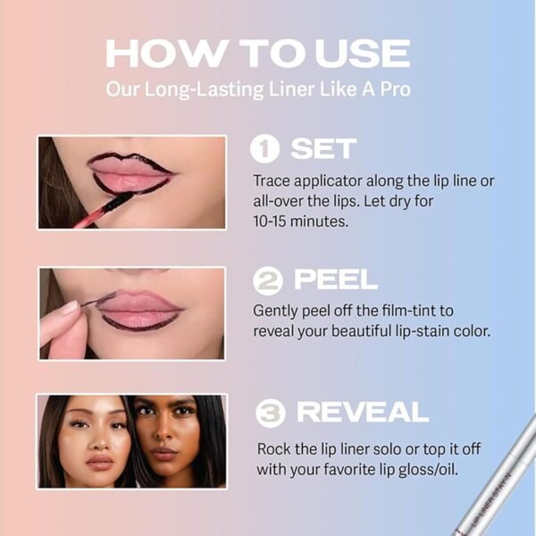 61o04QMSnZL._SL1500_.jpg BONNIE CHOICE 3 Colors Peel Off Matte Lip Liner Stain, Long Lasting Natural Peel Off Tattoo Lip Stain, Waterproof Non-Stick Cup Lip Tint Peel Off Lip Gloss, Lip Makeup Gifts for Women (3pcs/Set B)