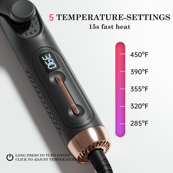 61o7K-FraLL._AC_SL1500_.jpg Hair Straightener and Curler 2-in-1, 360° Airflow Styler Curling Iron, 1.25 Inch Curling Wand, 20 Million Negative Ion Hair Care, 5 Temps & Auto Off, Dual Voltage (Black)